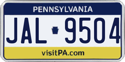 PA license plate JAL9504