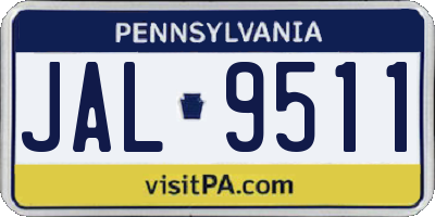 PA license plate JAL9511