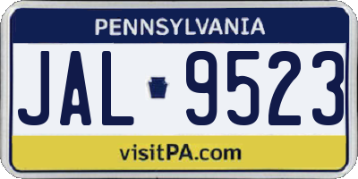 PA license plate JAL9523