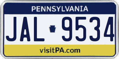 PA license plate JAL9534