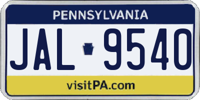 PA license plate JAL9540