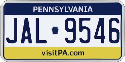 PA license plate JAL9546