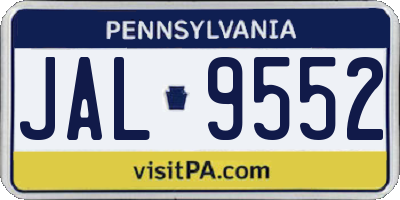 PA license plate JAL9552