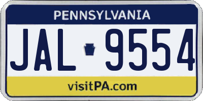 PA license plate JAL9554