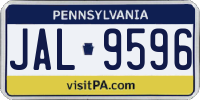 PA license plate JAL9596