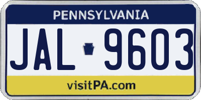 PA license plate JAL9603
