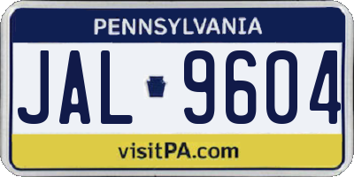PA license plate JAL9604