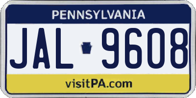 PA license plate JAL9608