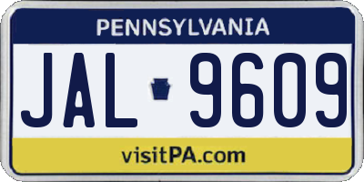 PA license plate JAL9609