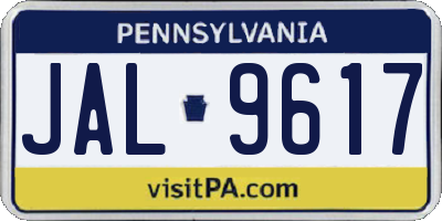 PA license plate JAL9617