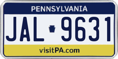PA license plate JAL9631