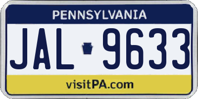 PA license plate JAL9633