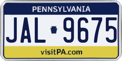 PA license plate JAL9675