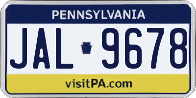 PA license plate JAL9678