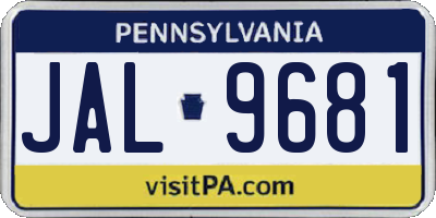 PA license plate JAL9681