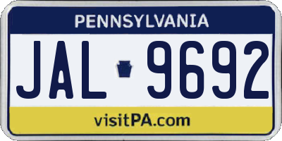 PA license plate JAL9692