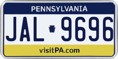 PA license plate JAL9696