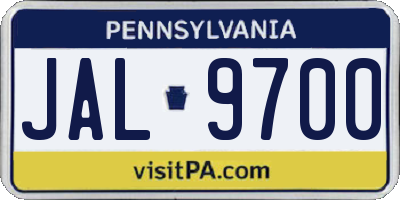 PA license plate JAL9700