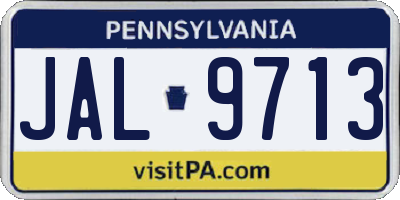 PA license plate JAL9713