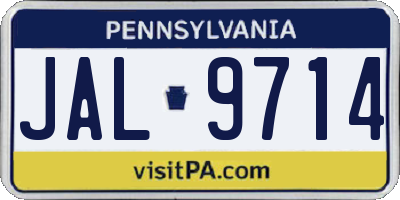 PA license plate JAL9714