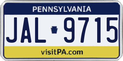 PA license plate JAL9715