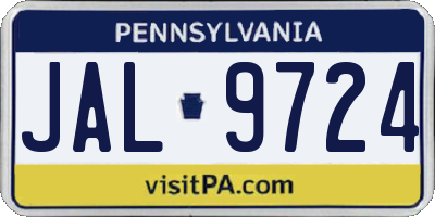 PA license plate JAL9724