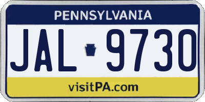 PA license plate JAL9730