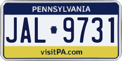 PA license plate JAL9731