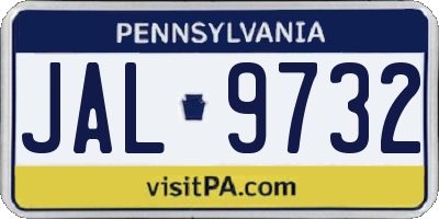 PA license plate JAL9732