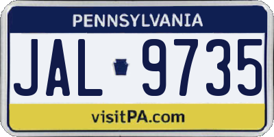 PA license plate JAL9735