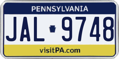 PA license plate JAL9748