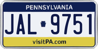PA license plate JAL9751