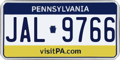 PA license plate JAL9766