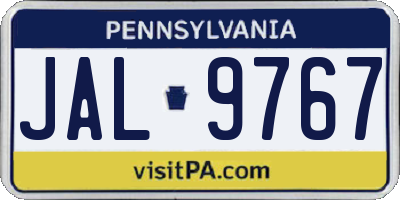 PA license plate JAL9767