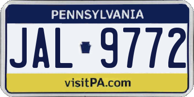 PA license plate JAL9772