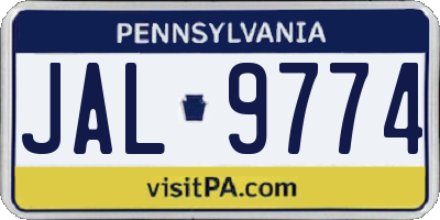 PA license plate JAL9774