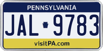 PA license plate JAL9783