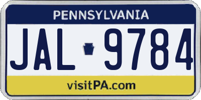 PA license plate JAL9784