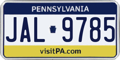 PA license plate JAL9785
