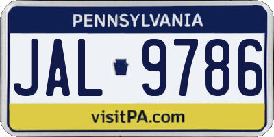 PA license plate JAL9786
