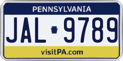 PA license plate JAL9789