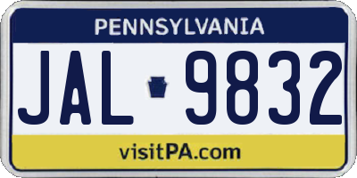 PA license plate JAL9832