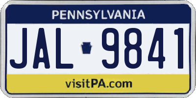 PA license plate JAL9841