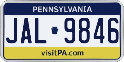 PA license plate JAL9846