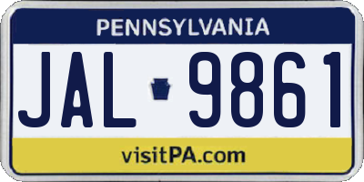 PA license plate JAL9861