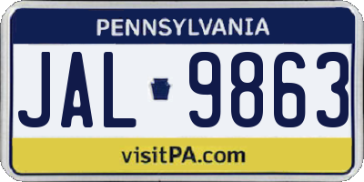 PA license plate JAL9863
