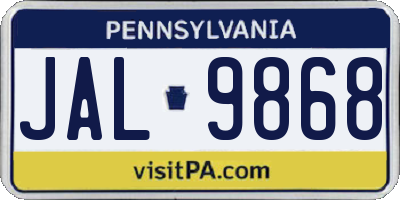 PA license plate JAL9868