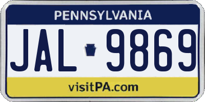 PA license plate JAL9869
