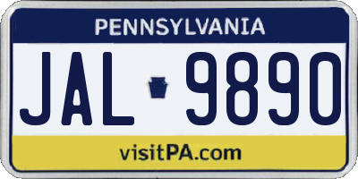 PA license plate JAL9890