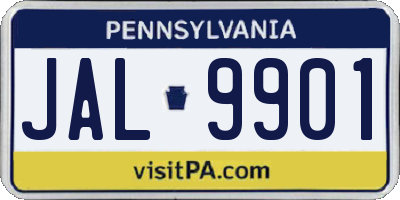 PA license plate JAL9901